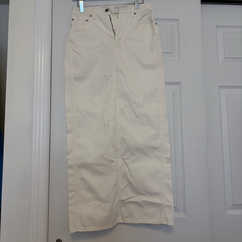 Denim Forum Cream-White 90s pencil maxi jean skirt
